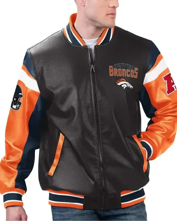 Denver Broncos Full-Zip Leather Jacket