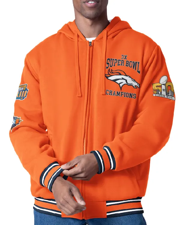 Denver Broncos Orange Hooded Varsity Jacket
