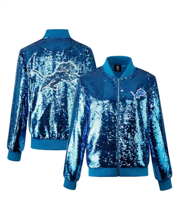 Detroit Lions Full Zip Sequin Jacket