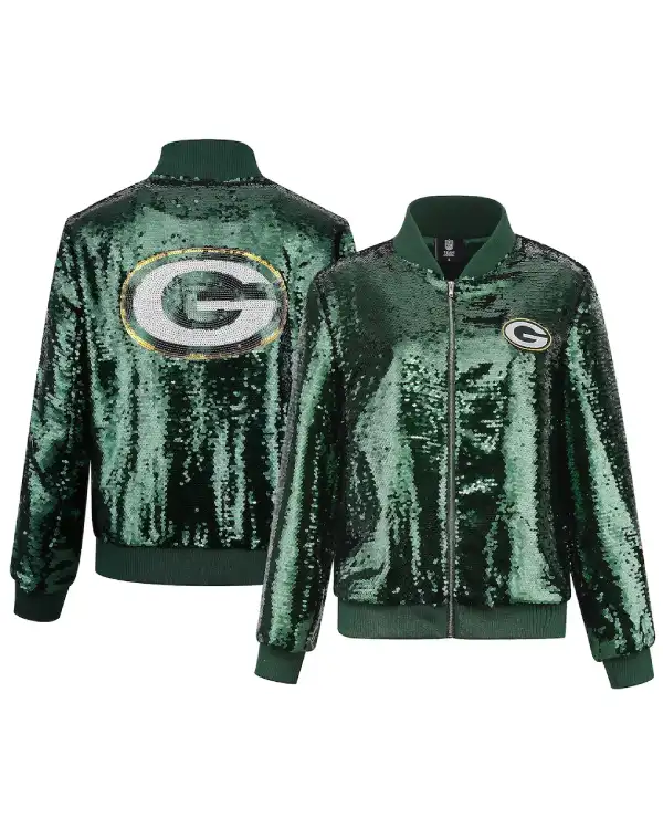 Green Bay Packers Full Zip Sequin Jacket