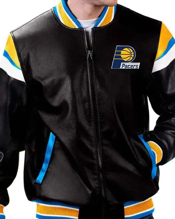 Indiana Pacers Black Leather Jacket