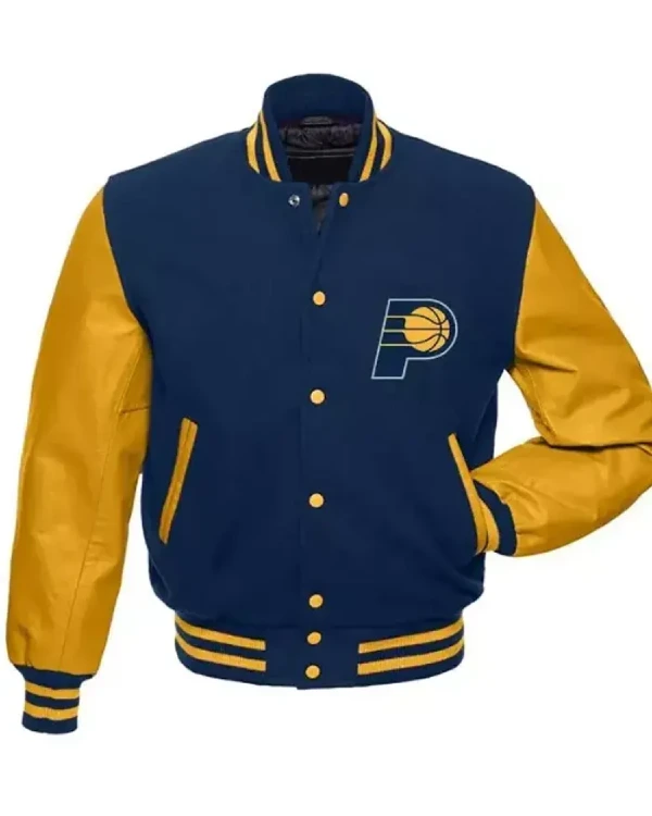 Indiana Pacers Blue And Yellow Varsity Jacket