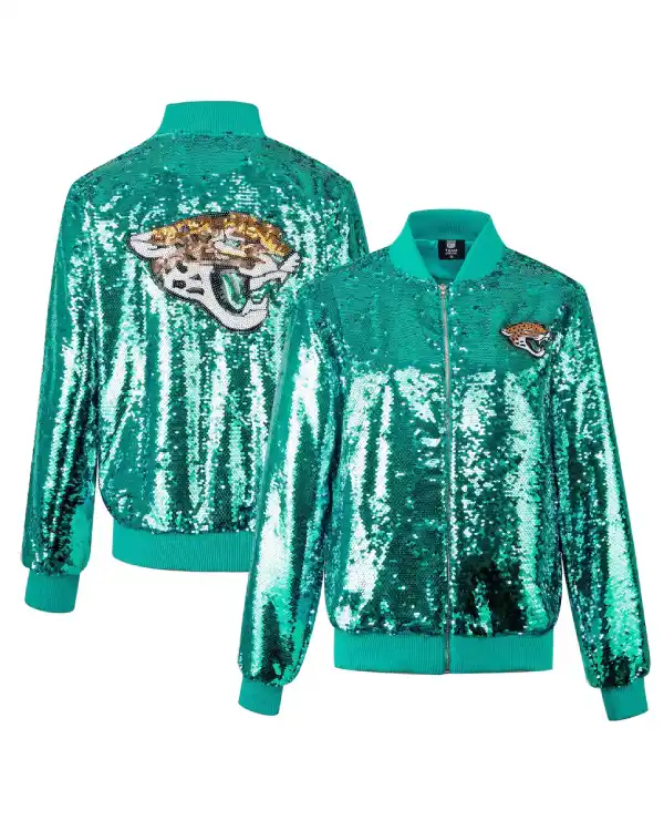 Jacksonville Jaguars Full Zip Teal Sequin Jacket