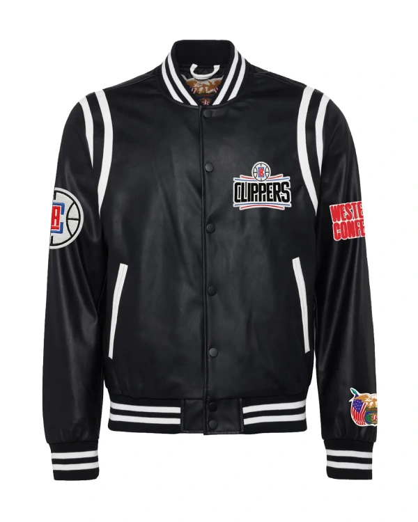 Los Angeles Clippers Black Leather Jacket