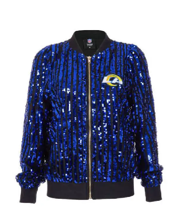 Los Angeles Rams Full Zip Blue Sequin Jacket
