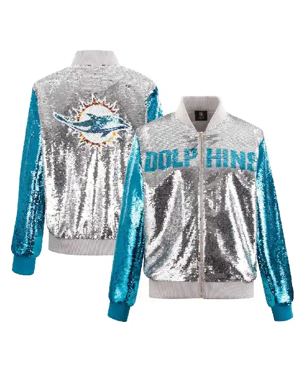 Miami Dolphins Full Zip Sequin Jacket