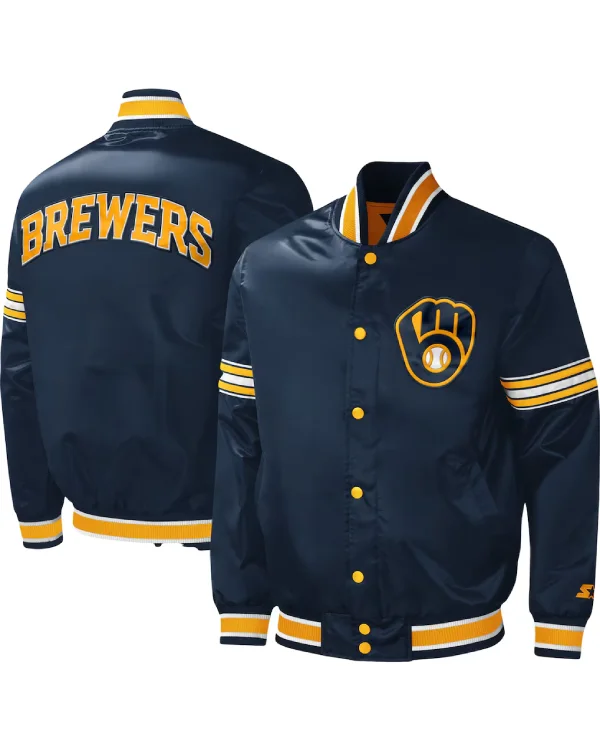 Milwaukee Brewers Full-Snap Satin Jacket