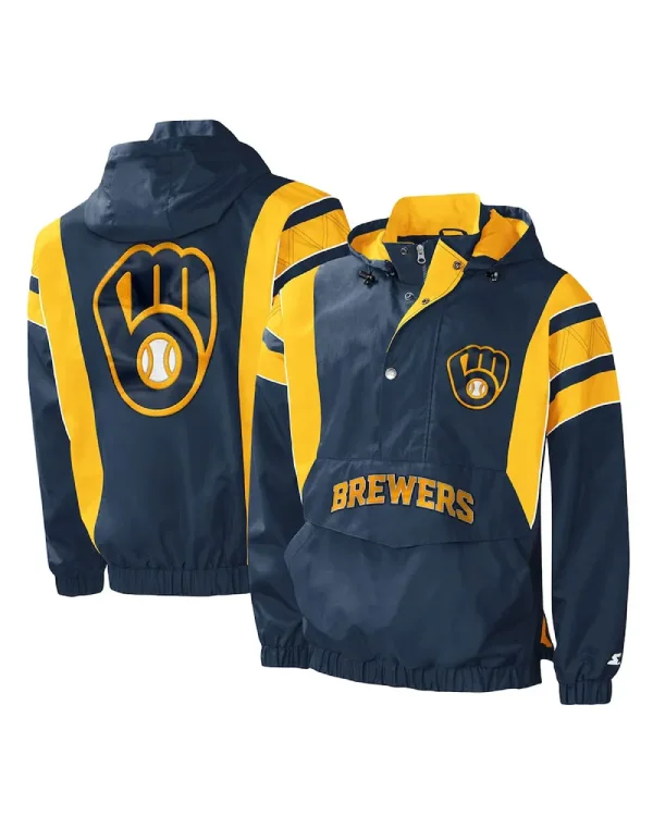 Milwaukee Brewers Half-Zip Hooded Jacket