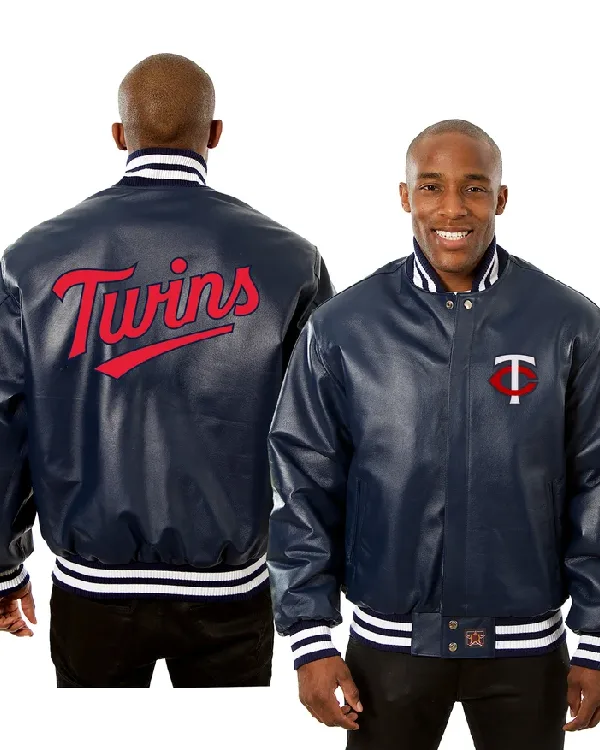 Minnesota Twins Blue Leather Jacket