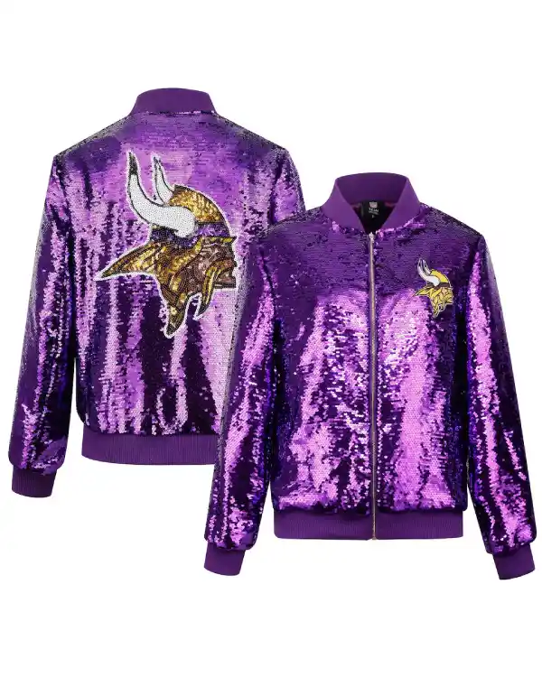 Minnesota Vikings Full Zip Purple Sequin Jacket