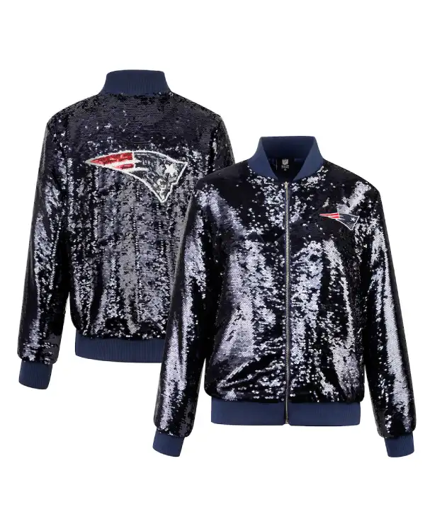 New England Patriots Full Zip Sequin Jacket
