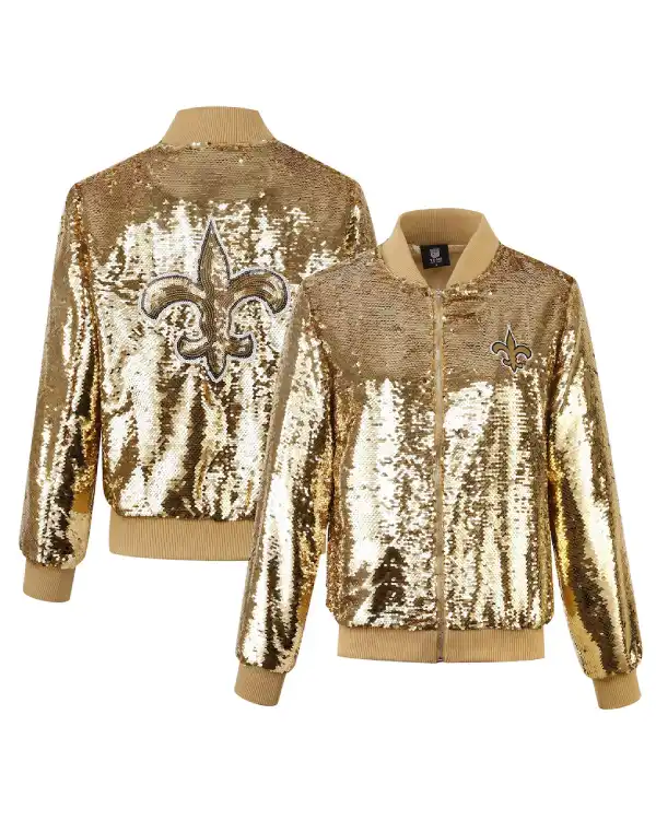 New Orleans Saints Full Zip Sequin Jacket