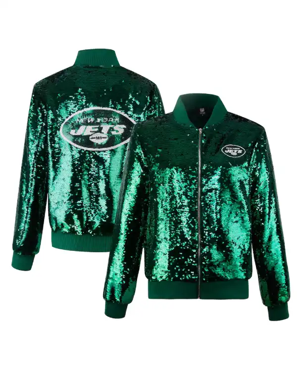 New York Jets Full Zip Sequin Jacket