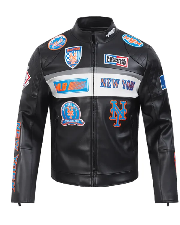 New York Mets Black Leather Jacket