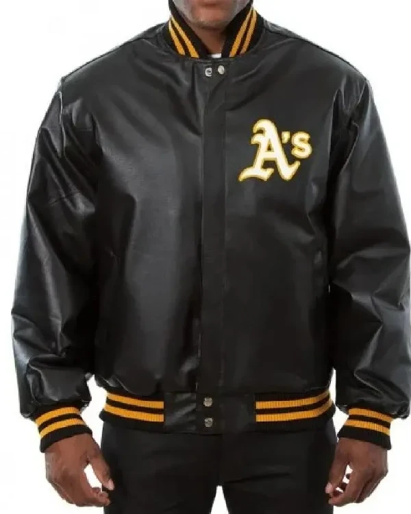 Oakland Athletics Black Leather Jacket