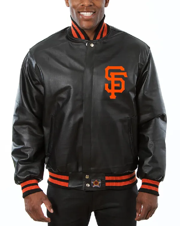 San Francisco Giants Black Leather Varsity Jacket