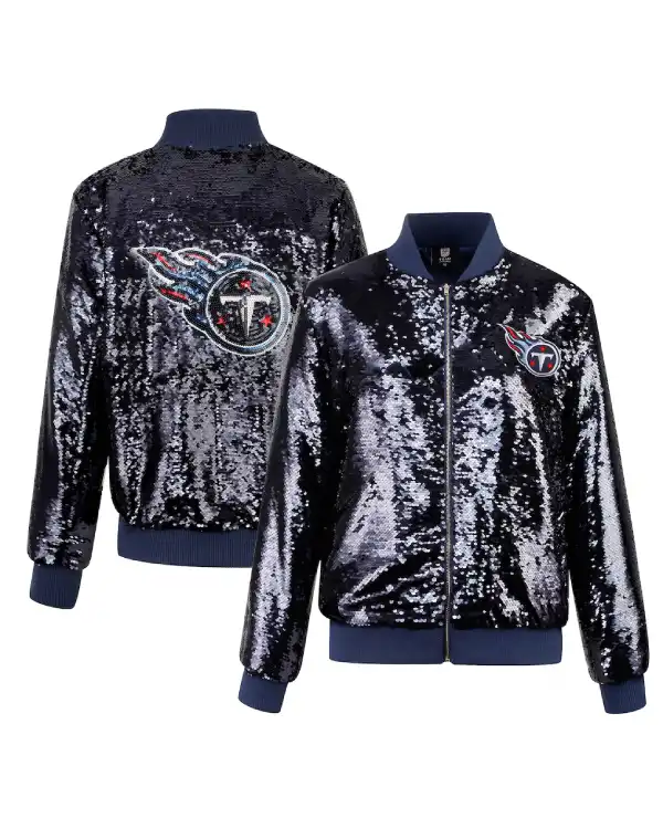 Tennessee Titans Full Zip Blue Sequin Jacket