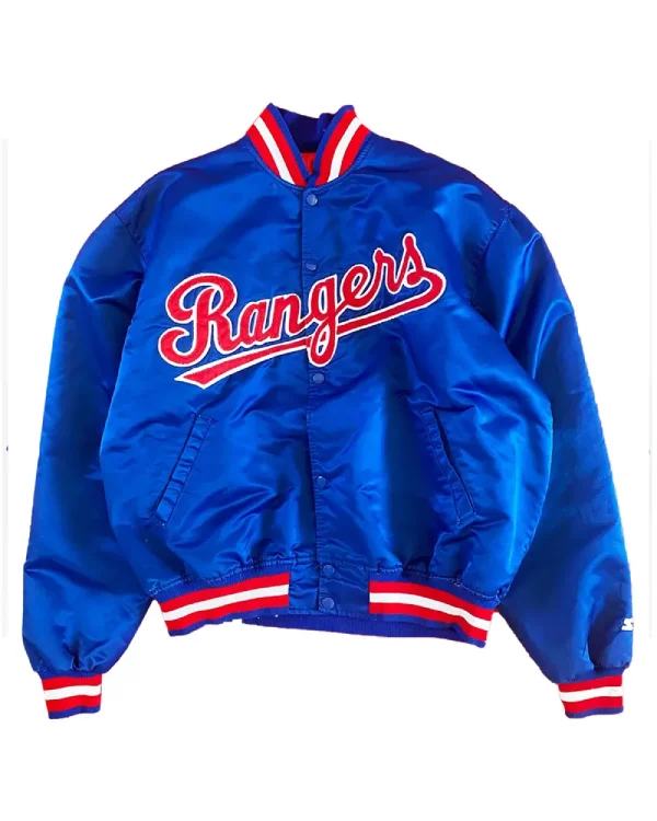 Texas Rangers Blue Full Snap Satin Jacket