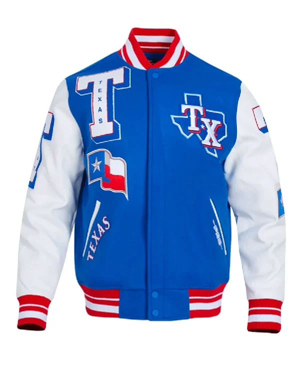 Texas Rangers Royal And White Varsity Jacket