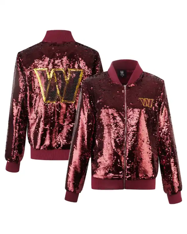 Washington Commanders Full Zip Sequin Jacket