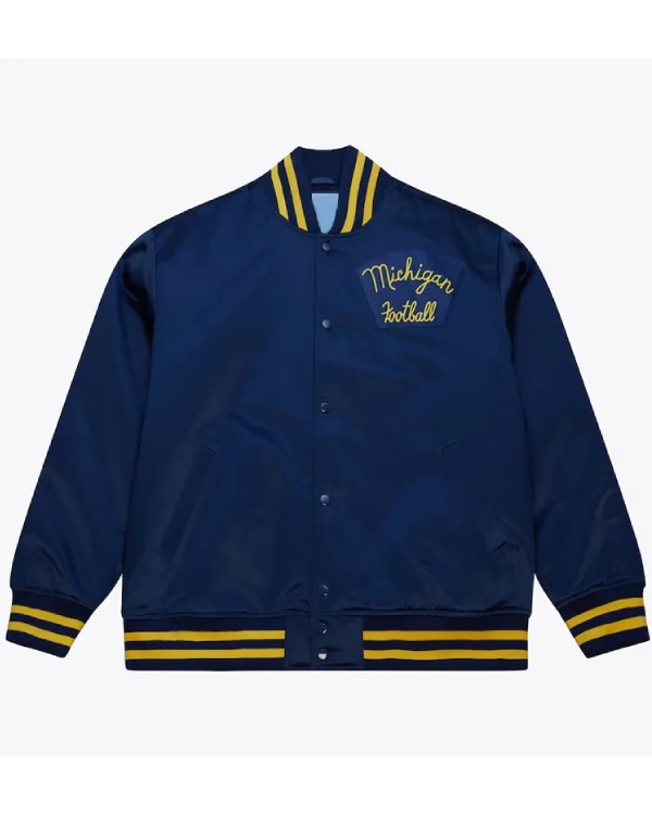 1950 Michigan Wolverines Navy Vintage Satin Jacket
