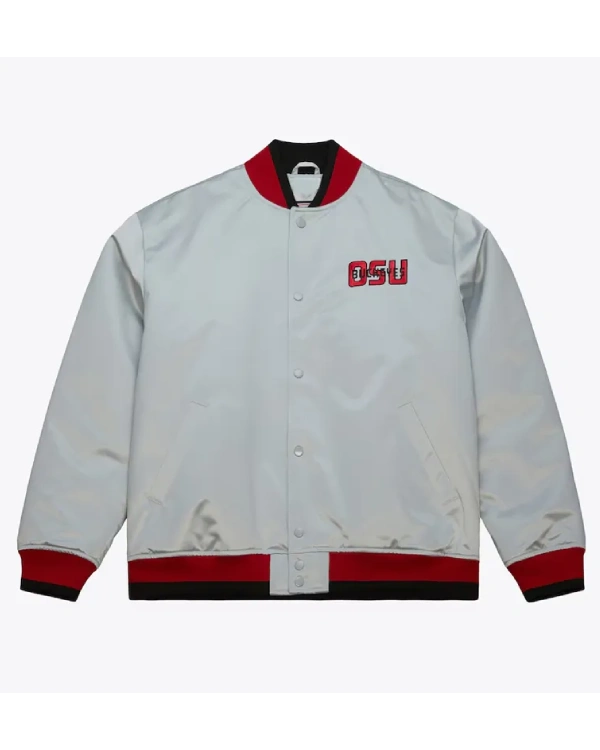 1986 Ohio State Buckeyes Silver Satin Jacket