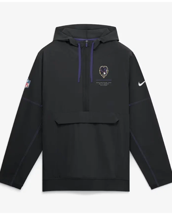 Baltimore Ravens Nike Sideline Anorak Half-Zip Hooded Black Jacket