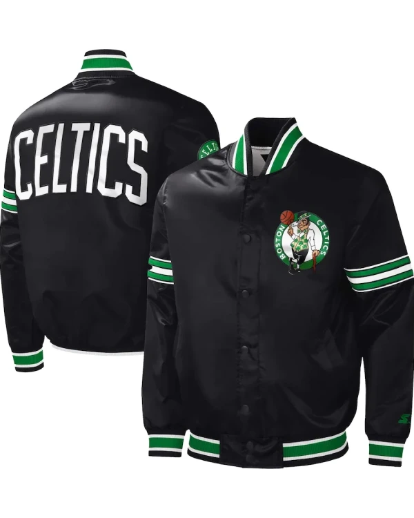 Boston Celtics Full-Snap Satin Varsity Jacket