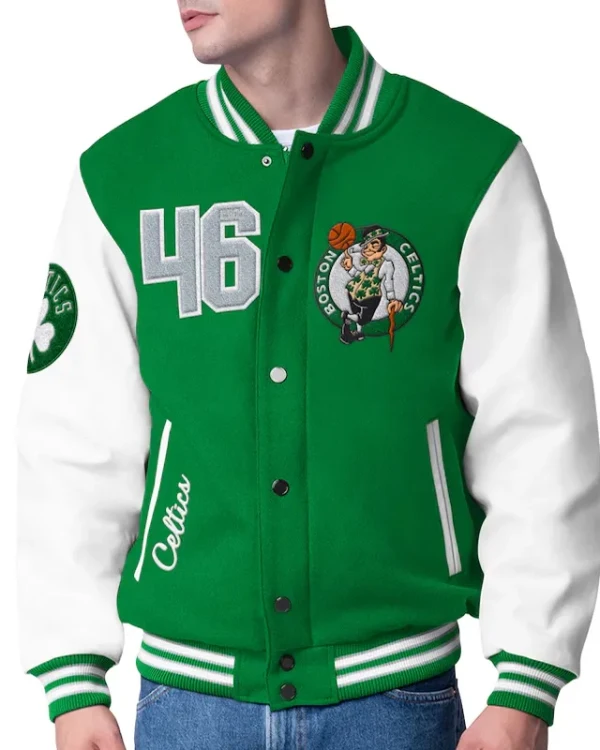 Boston Celtics Moneyball Green And White Varsity Jacket