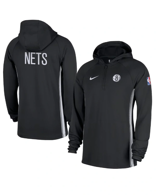 Brooklyn Nets Half Zip Hooded Jacket