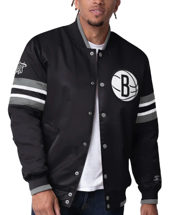 Brooklyn Nets Satin Starter Varsity Jacket