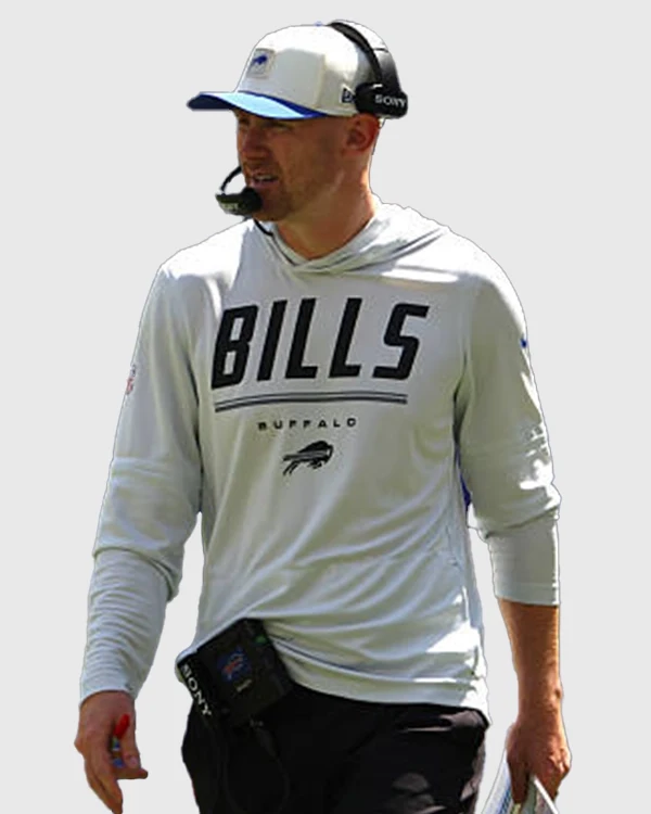 Buffalo Bills Preseason 2026 Joe Brady Nike Dri-FIT White Long Sleeve Hooded T-Shirt