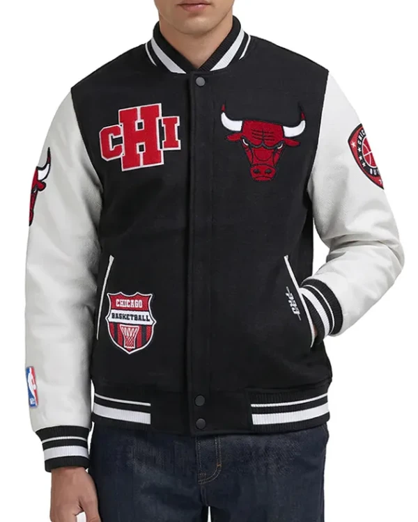 Chicago Bulls Classic Black And White Letterman Jacket