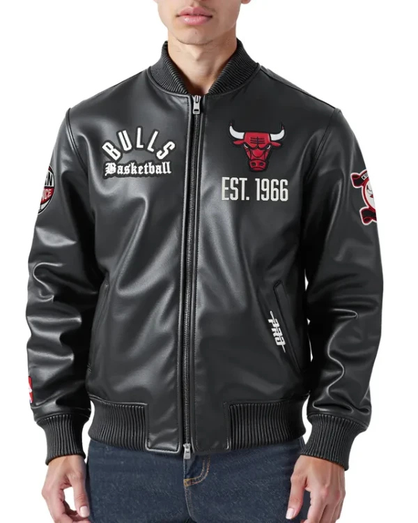 Chicago Bulls Modern Originals Black Varsity Leather Jacket