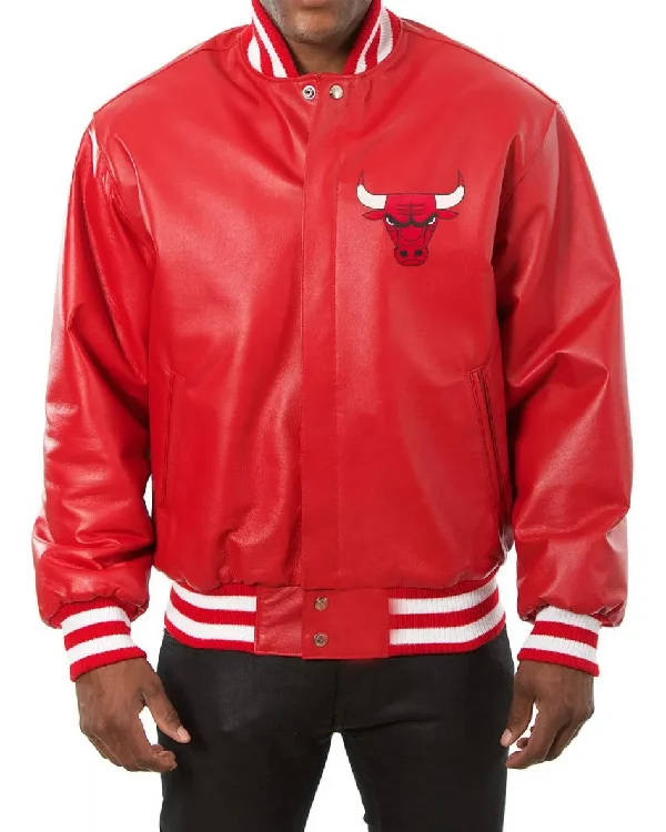 Chicago Bulls Red Leather Varsity Jacket