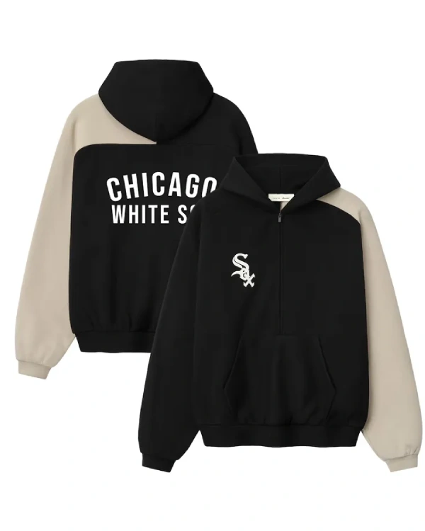 Chicago White Sox Black_Khaki Half-Zip Raglan Sport Hoodie