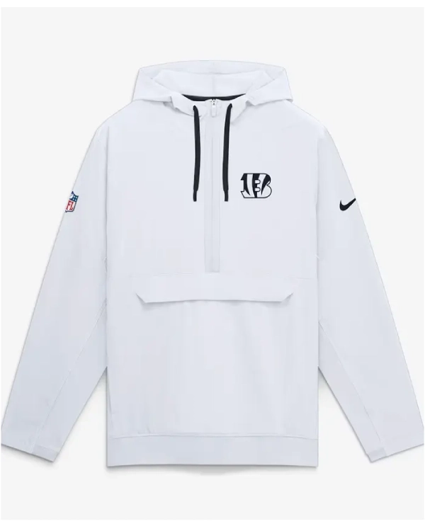 Cincinnati Bengals Nike Sideline White Anorak Half-Zip Hooded Jacket