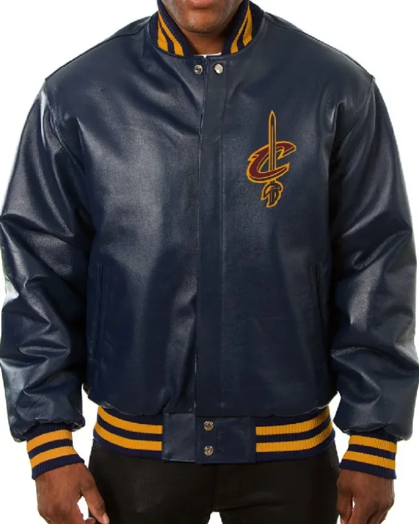 Cleveland Cavaliers Blue Leather Varsity Jacket