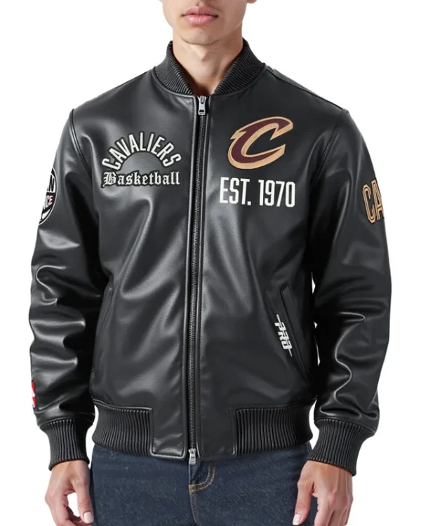 Cleveland Cavaliers Modern Originals Black Varsity Leather Jacket