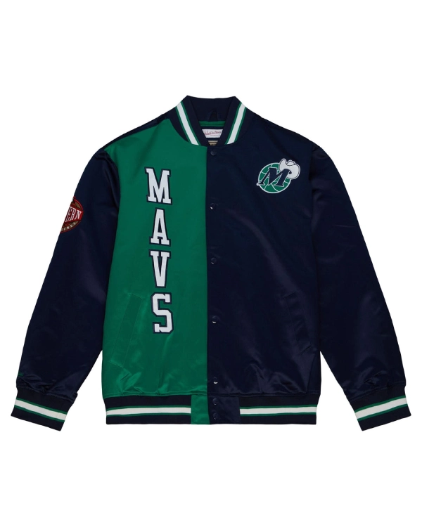 Dallas-Mavericks Blue Satin Varsity Jacket