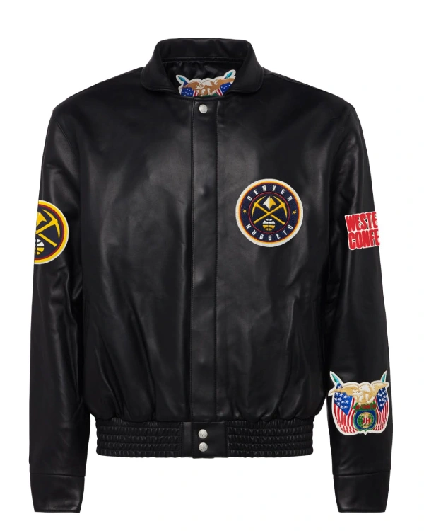 Denver Nuggets Black Leather Jacket