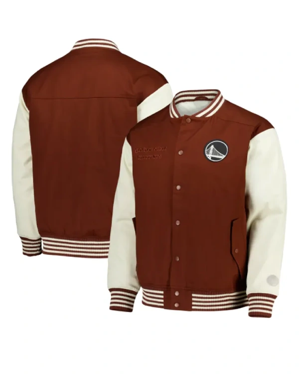 Golden State Warriors Elements Classic Cappuccino Varsity Jacket