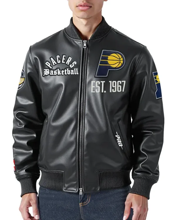 Indiana Pacers Modern Originals Black Varsity Leather Jacket