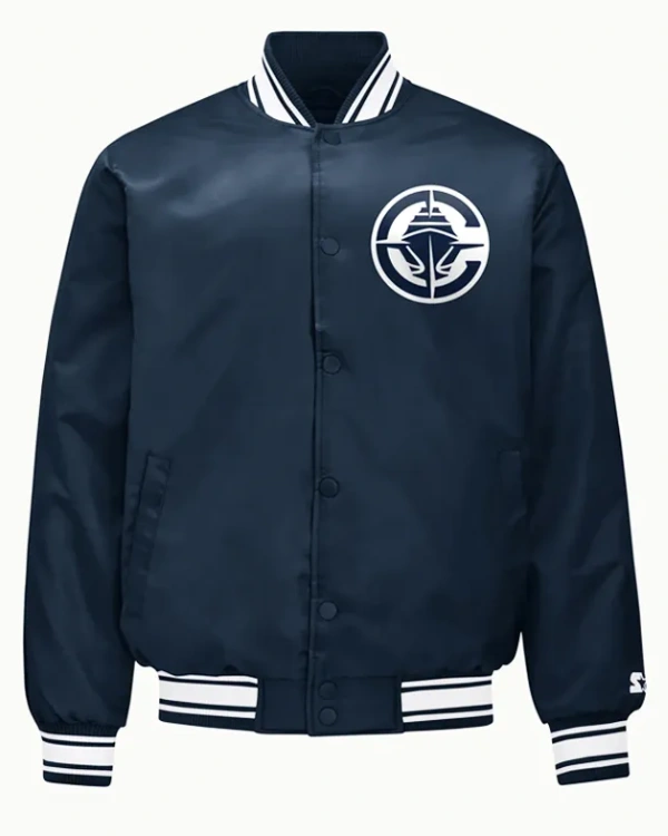 LA Clippers Printed Graphic Navy Varsity Satin Jacket