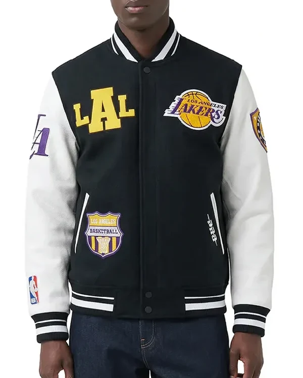 LA Lakers Classic Black And White Letterman Jacket