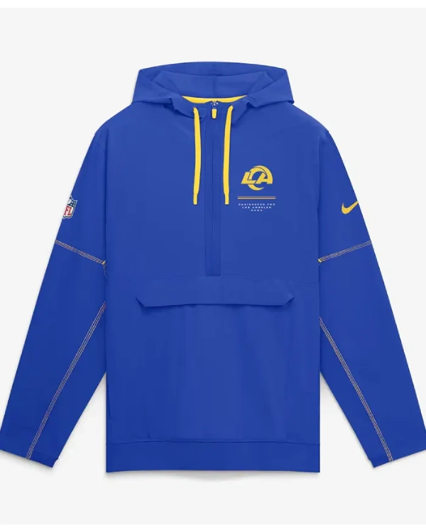 Los Angeles Rams Nike Sideline Anorak Half-Zip Hooded Blue Jacket