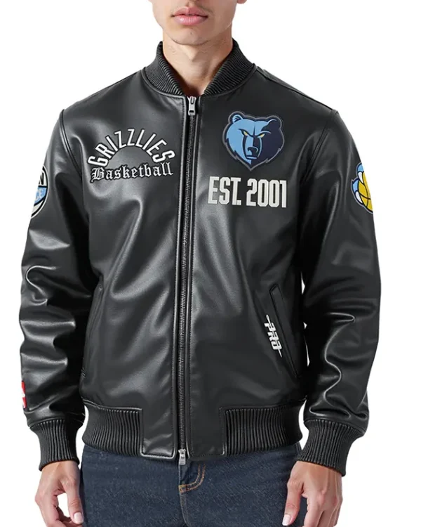 Memphis Grizzlies Modern Originals Black Varsity Leather Jacket