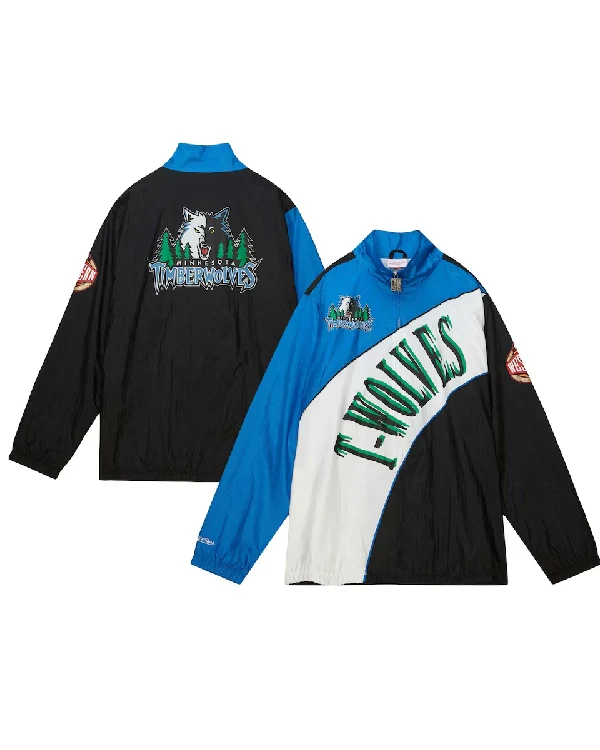 Mens Mitchell & Ness White Minnesota Timberwolves Hardwood Classics Full-Zip Windbreaker