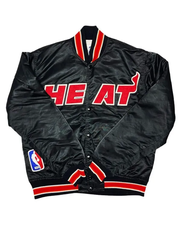 Miami Heat Black Satin Bomber Jacket