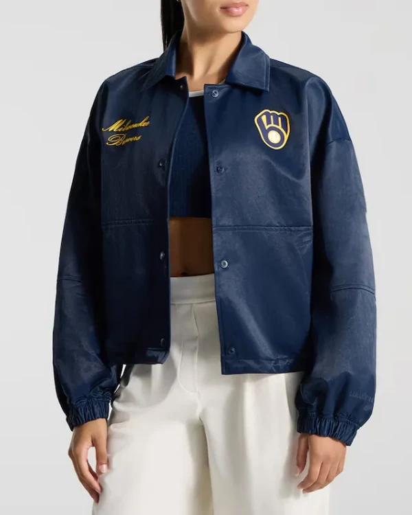 Milwaukee Brewers Coaches True Navy Full-Button Jacket